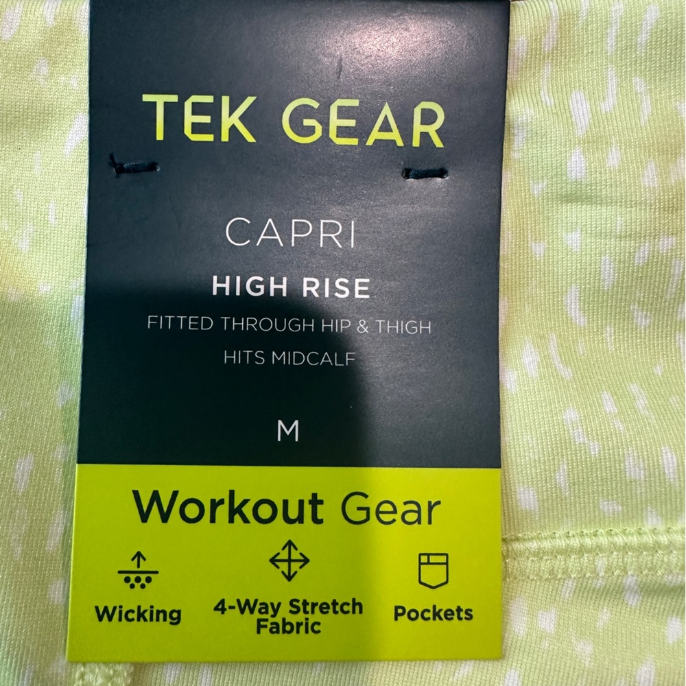 Tek Gear High-Rise Pocket Capri Leggings Size Medium Light Green - Picture 6 of 8